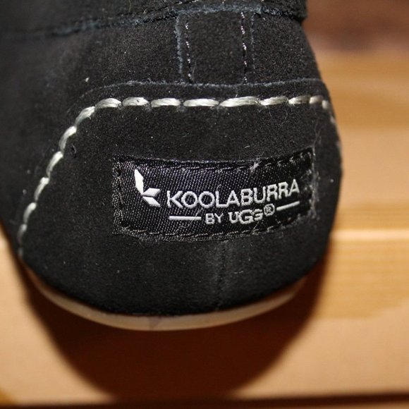 UGG KOOLABURRA LEZLY SUEDE FUR SLIPPERS BLACK - Picture 3 of 7